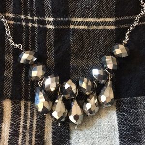 Super Sparkly Silver Mirror Finish Drop Necklace